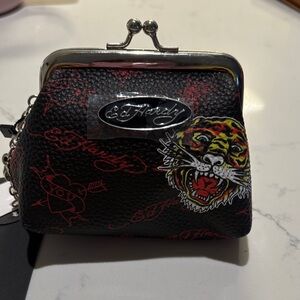 Ed Hardy Black and Red Tiger Coin Purse